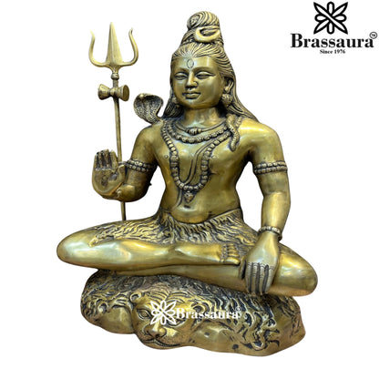 Brassaura™ Decorative Brass Shiva Statue – Height 23 Inches & Weight 17.5 Kgs | Spiritual Idol for Home Décor