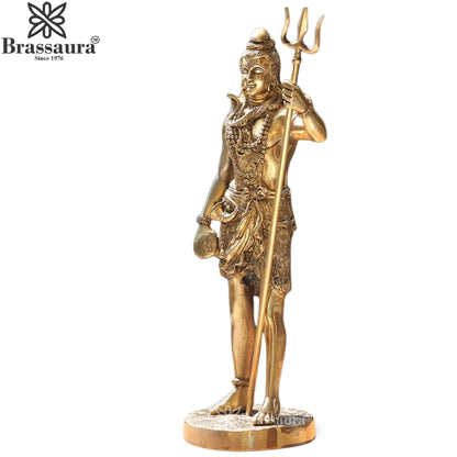 Brassaura™ Large Brass Shiva Idol – Height 17 Inches & Weight 6 Kgs | Spiritual Home & Temple Décor