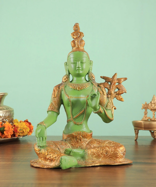 Brassaura™ Pure Brass Tara Statue – Height 10.5 Inches, Weight 2.6 Kgs