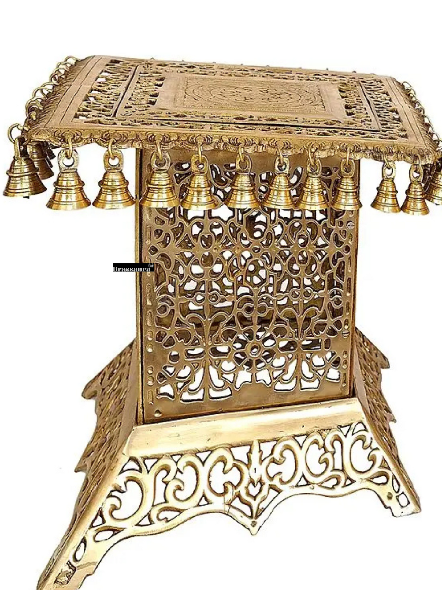 Brassaura™ Brass Designer Pedestal (Chowki) – Height 14.96 inches Weight 16 kgs
