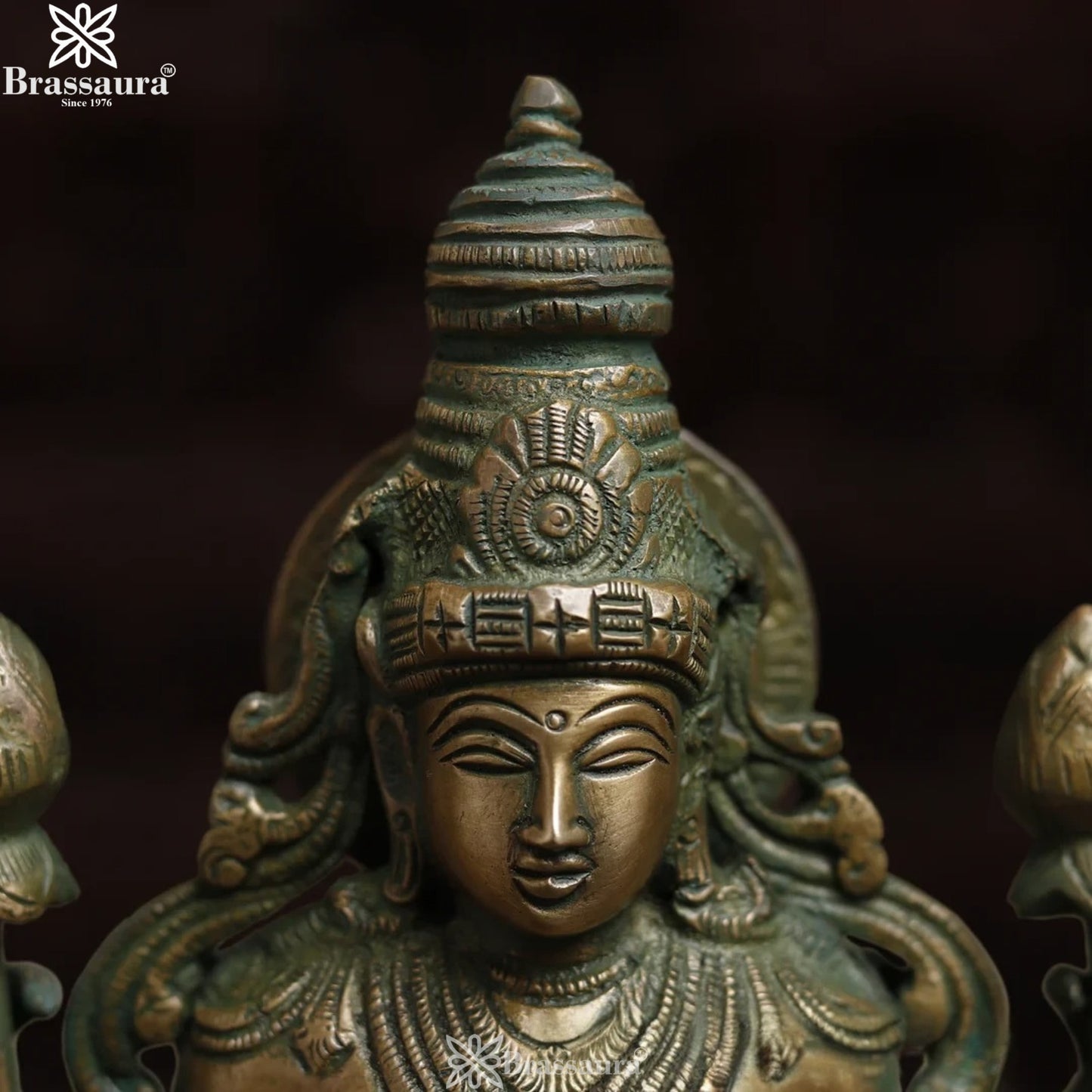 Brassaura™ Handcrafted Brass Laxmi Idol – Height 15 Inches & Weight 4.8 Kgs | Devotional Statue