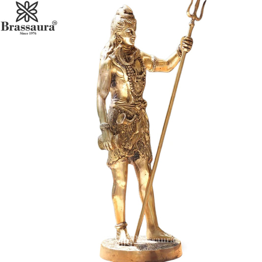 Brassaura™ Large Brass Shiva Idol – Height 17 Inches & Weight 6 Kgs | Spiritual Home & Temple Décor