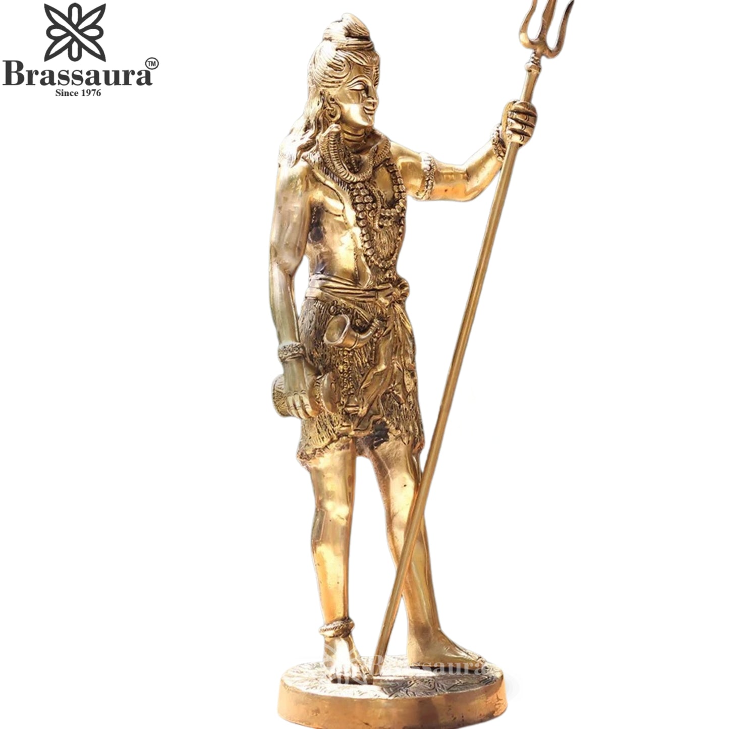Brassaura™ Large Brass Shiva Idol – Height 17 Inches & Weight 6 Kgs | Spiritual Home & Temple Décor
