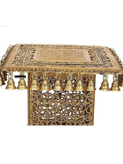 Brassaura™ Brass Designer Pedestal (Chowki) – Height 14.96 inches Weight 16 kgs