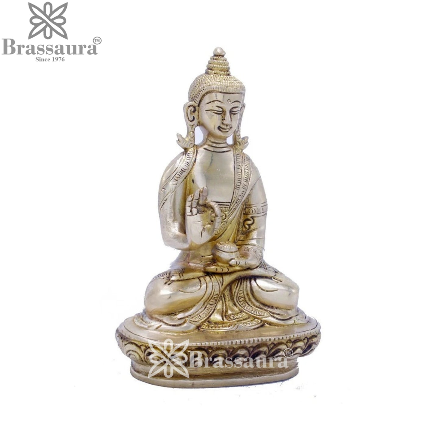 Brass Blessing Buddha Weight 0.95 kg & Height 6.25 Inch