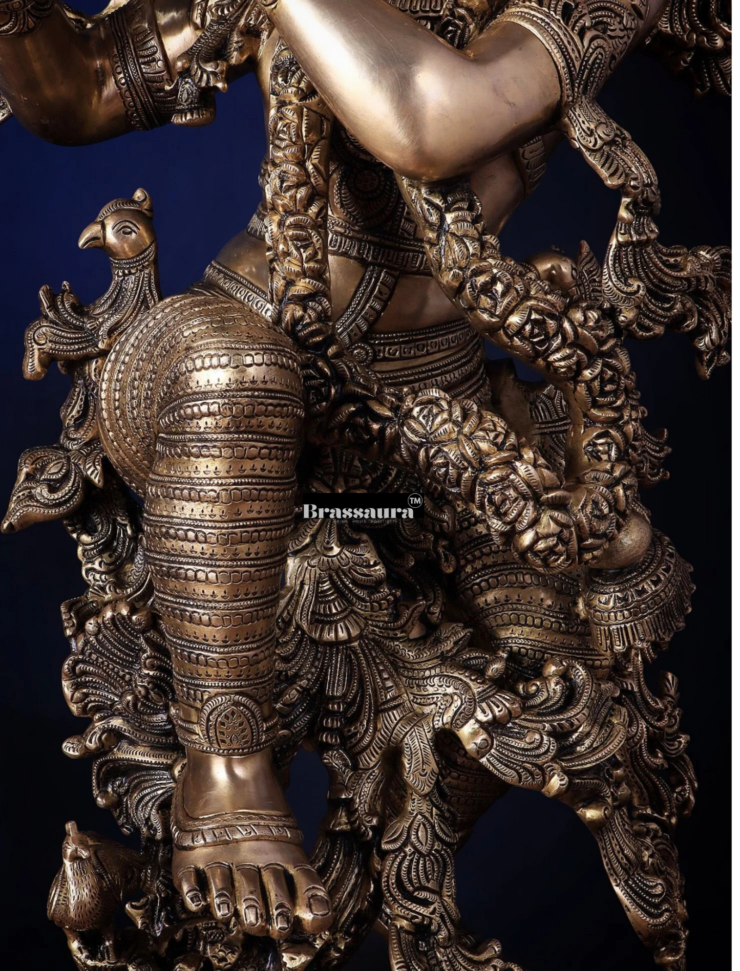 Brassaura™ Exquisite Handcrafted Brass Lord Krishna Sculpture – Height 48 Inches & Weight 75 Kgs
