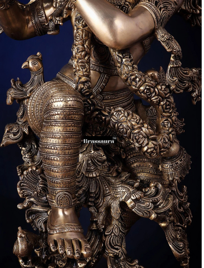 Brassaura™ Exquisite Handcrafted Brass Lord Krishna Sculpture – Height 48 Inches & Weight 75 Kgs