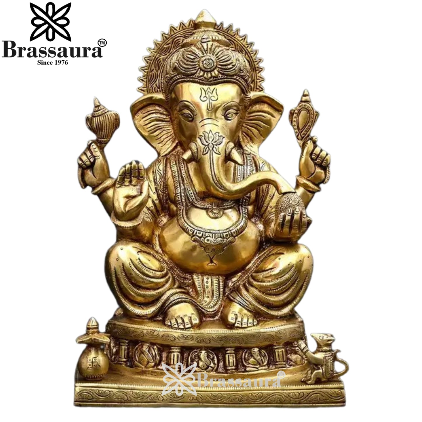 Brass Ganesha Statue Weight 9.75 Kg And Height 13.5 Inch