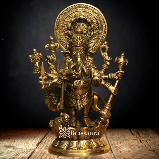 Brass Ganesha Statue Weight 2.25 Kg And Height 9 Inch