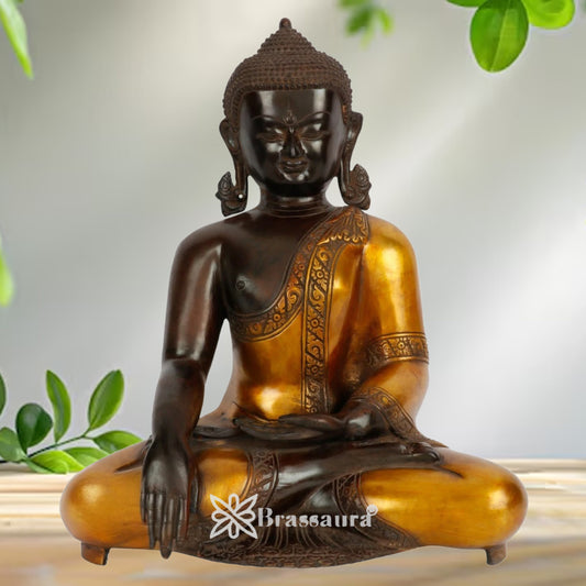 Brass Bhumisprasa Buddha Weight 11.5 kg & Height 18 Inch