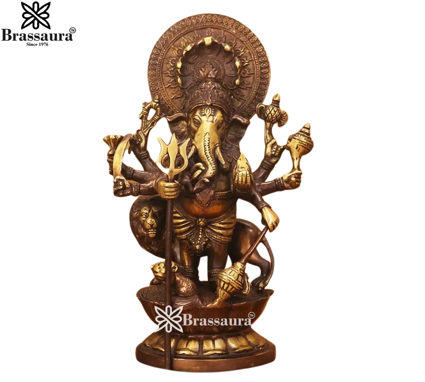 Brass Ganesha Statue Weight 3.65 Kg And Height 11 Inch