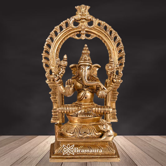 Brass Ganesha Statue Weight 2.5 Kg & Height 9.5 Inch