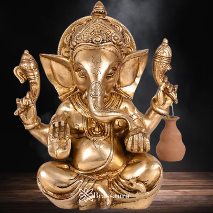 Brass Ganesha Statue Weight 3.17 Kg & Height 8 Inch