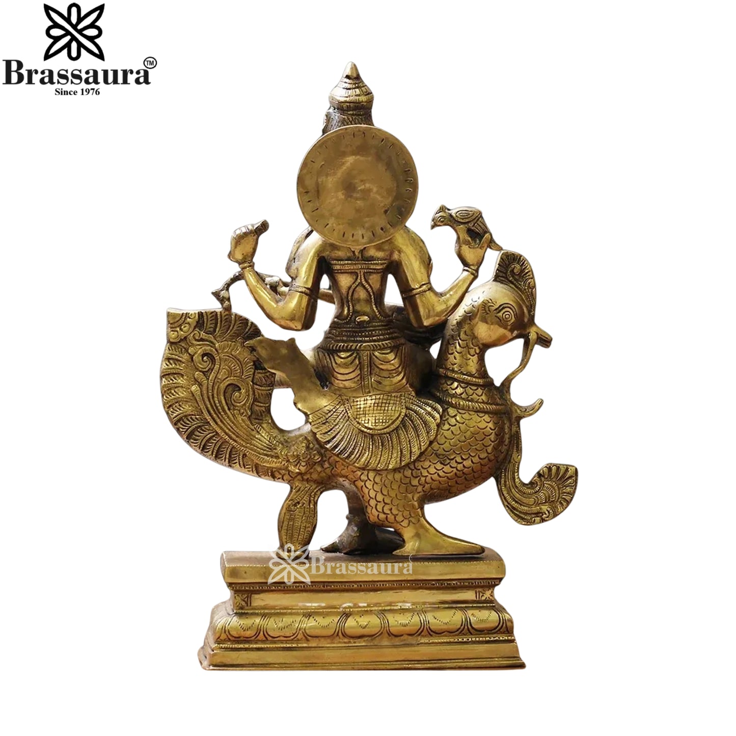Brassaura™ Brass Saraswati Mata Murti – Height 19 Inches & Weight 15 Kgs | Puja & Worship Idol