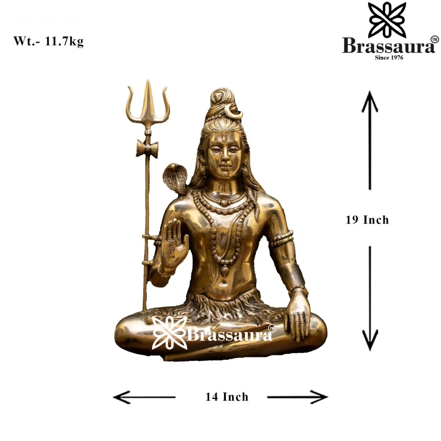 Brassaura™ Brass Shiva Idol – Height 19 & Weight 11.7 Kgs | Traditional Murti for Puja Room & Mandir