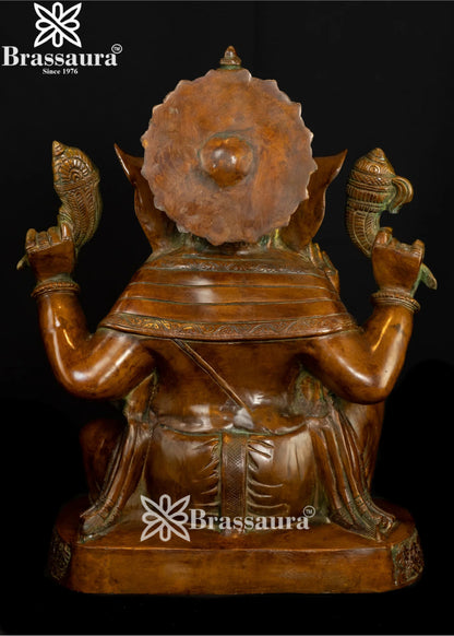 Brass Ring Ganesha Statue Weight 24.5 Kg And Height 20.5 Inch
