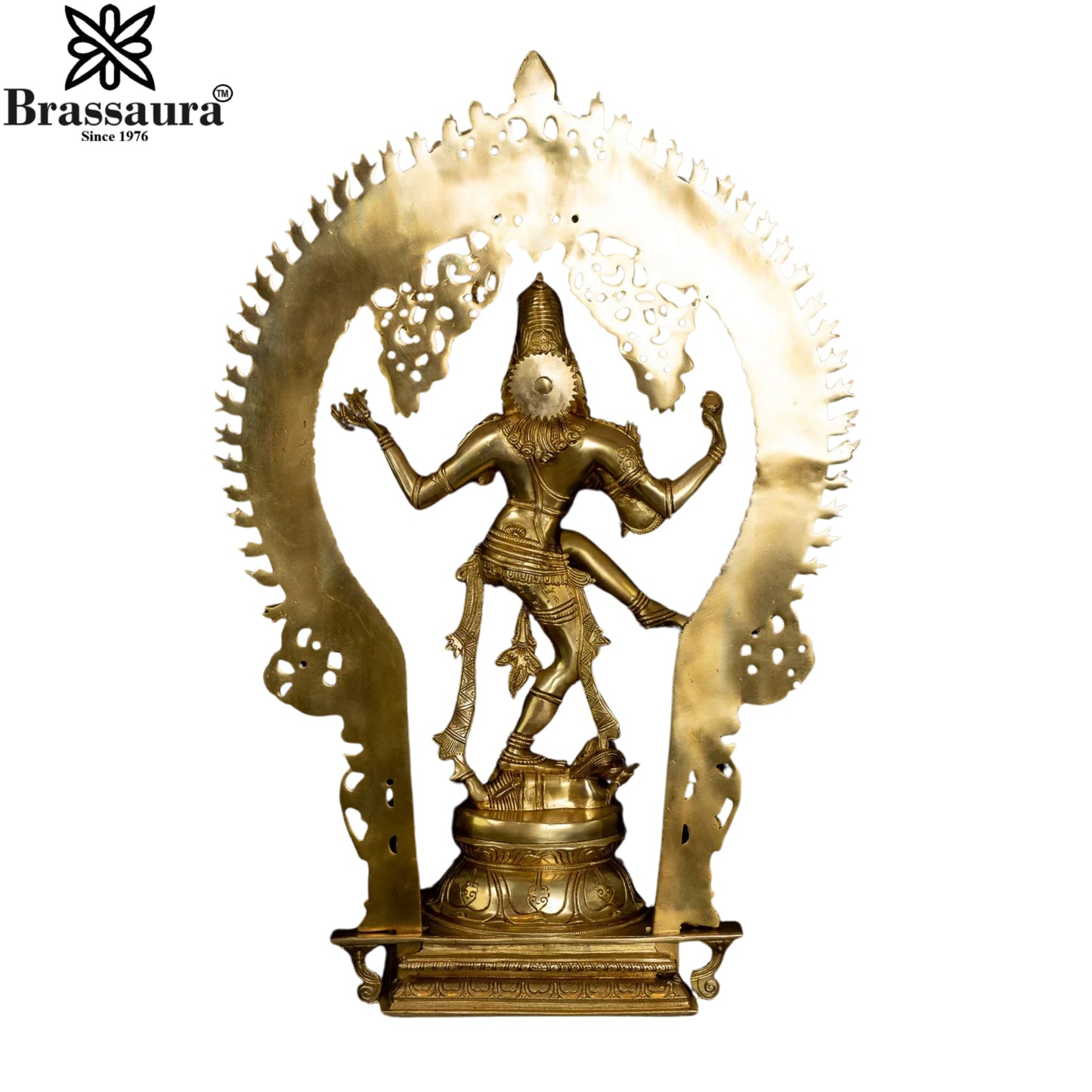 Brass Patina Gold Dancing Natraj Statue Weight 16.3 Kg And Height 26 Inch