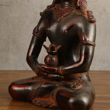Brassaura™ Pure Brass Blessing Buddha Statue in Green Antique Finish – Height 10.5 Inches, Weight 3.42 Kgs (Copy) (Copy)