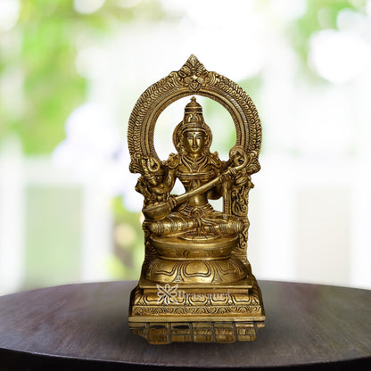 Brass Saraswati Statue Weight 4 Kg And Height 10.5 Inch
