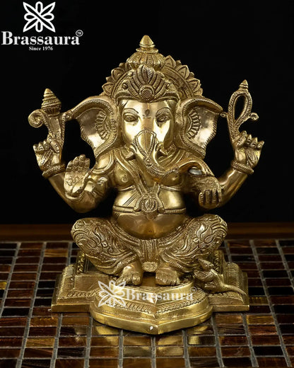 Brass Ganesha Statue Weight 2.9 Kg And Height 7.5 Inch
