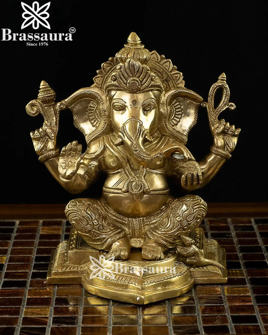Brass Ganesha Statue Weight 2.9 Kg And Height 7.5 Inch
