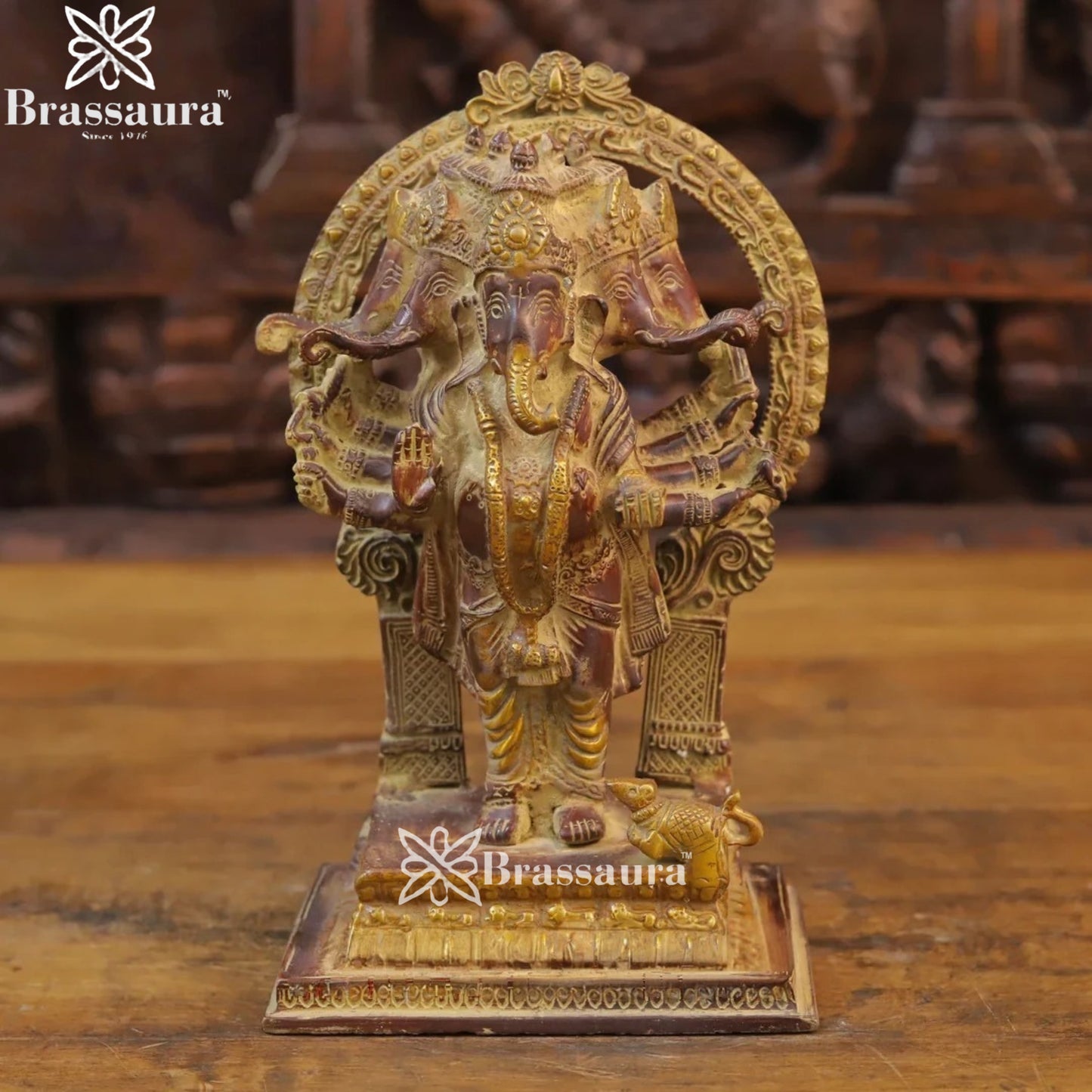 Brass Ring Ganesha Weight 3.88 Kg & Height 11 Inch