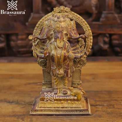 Brass Ring Ganesha Weight 3.88 Kg & Height 11 Inch
