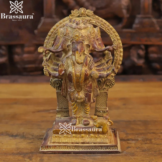 Brass Ring Ganesha Weight 3.88 Kg & Height 11 Inch