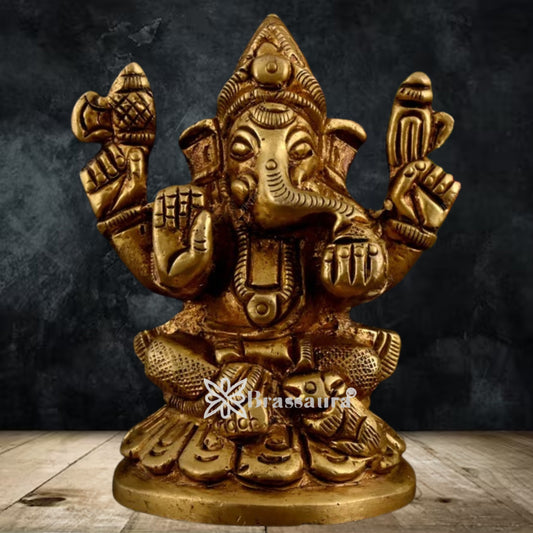 Brass Ganesha Statue Weight .077 Kg And Height 2.7 Inch
