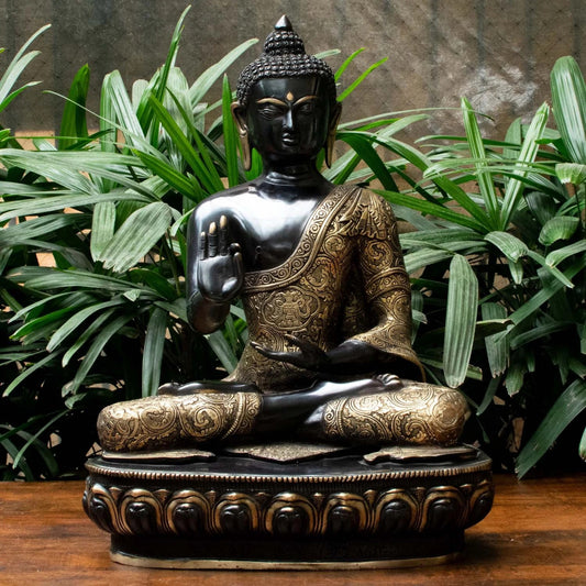 Brass Blessing Multicolored Buddha Weight 23 kg & Height 22.5 Inch