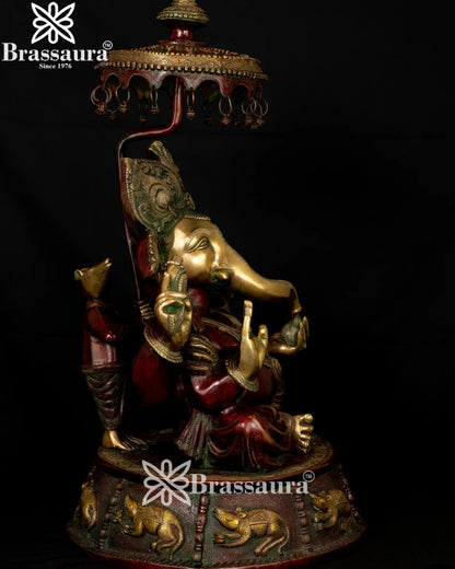 Brass Turban Ganesha Statue Weight 41 Kg And Height 31.5 Inch