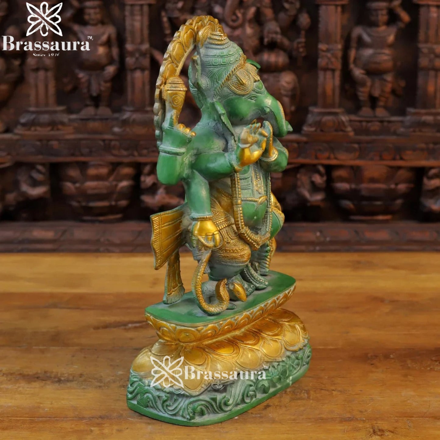 Brass Ring Ganesha Weight 13.6 Kg & Height 17 Inch