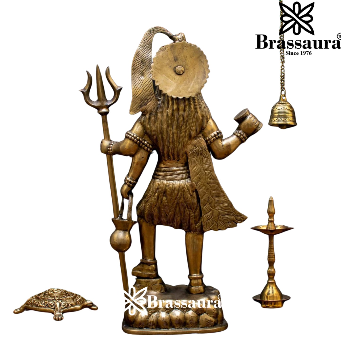 Brassaura™ Brass Lord Shiva Murti – Height 23 Inches & Weight 13 Kgs | Puja Idol for Temple & Gifting