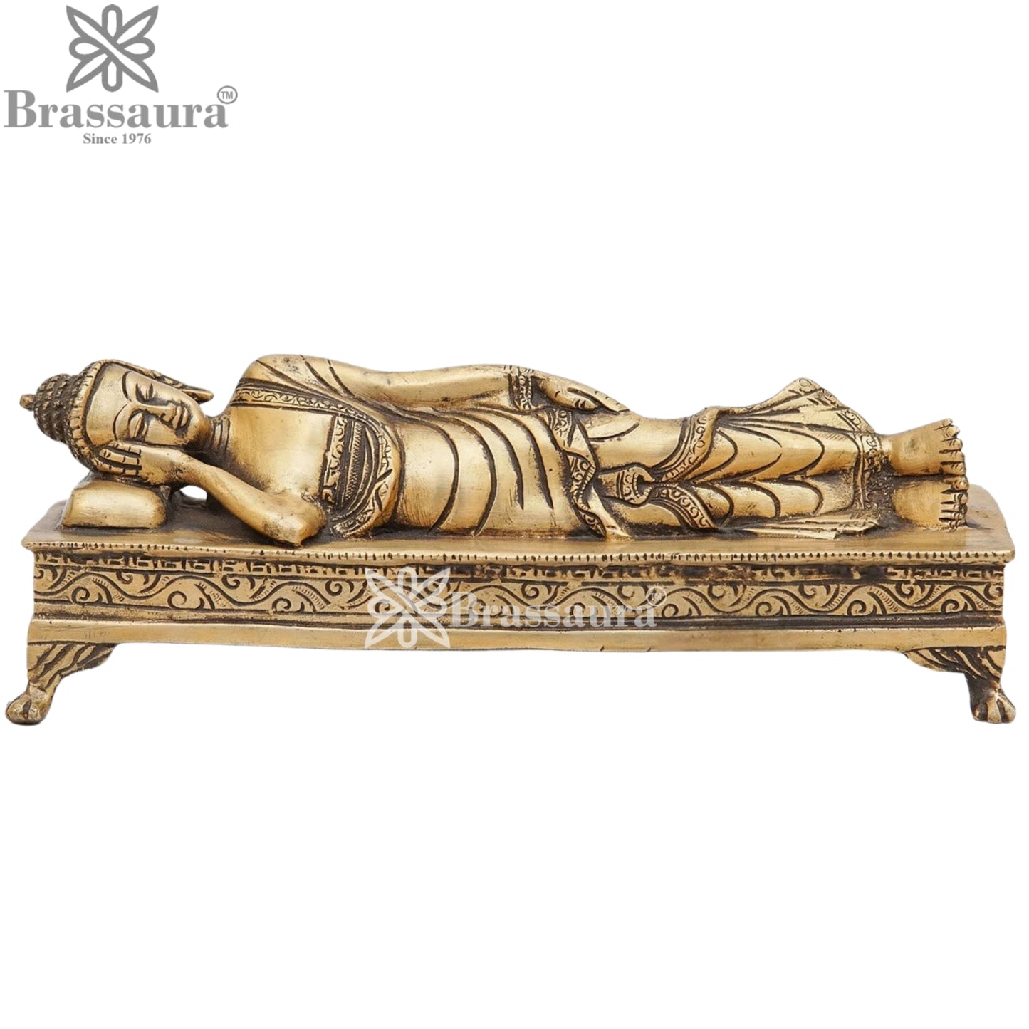 Brass Sleeping Buddha Weight 1.9 kg & Height 3 Inch