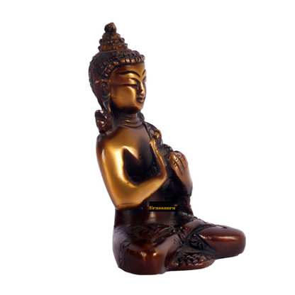 Brassaura™ Set of 6 Miniature Brass Buddha Statues – Height 3 Inches | Weight 1.2 Kgs | Different Mudras