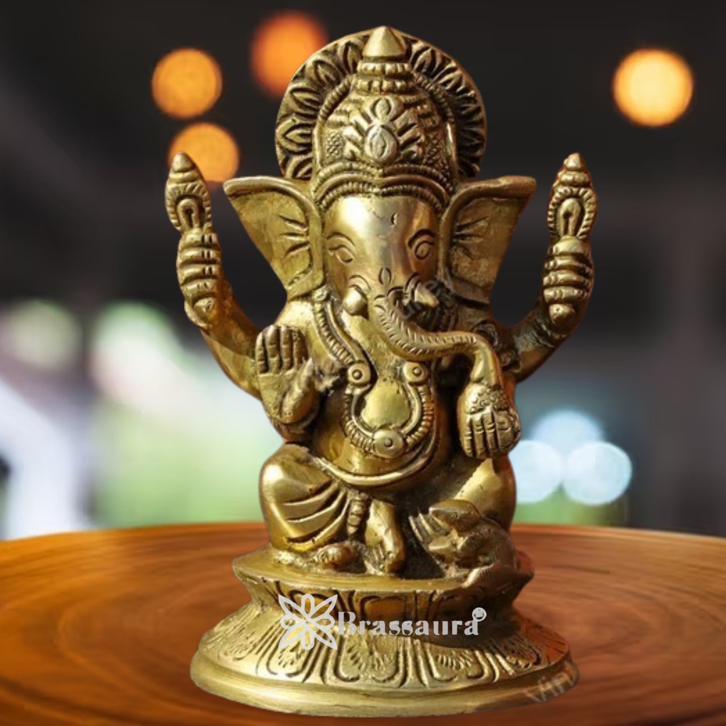 Brass Ganesha Statue Weight .39 Kg And Height 3.9 Inch