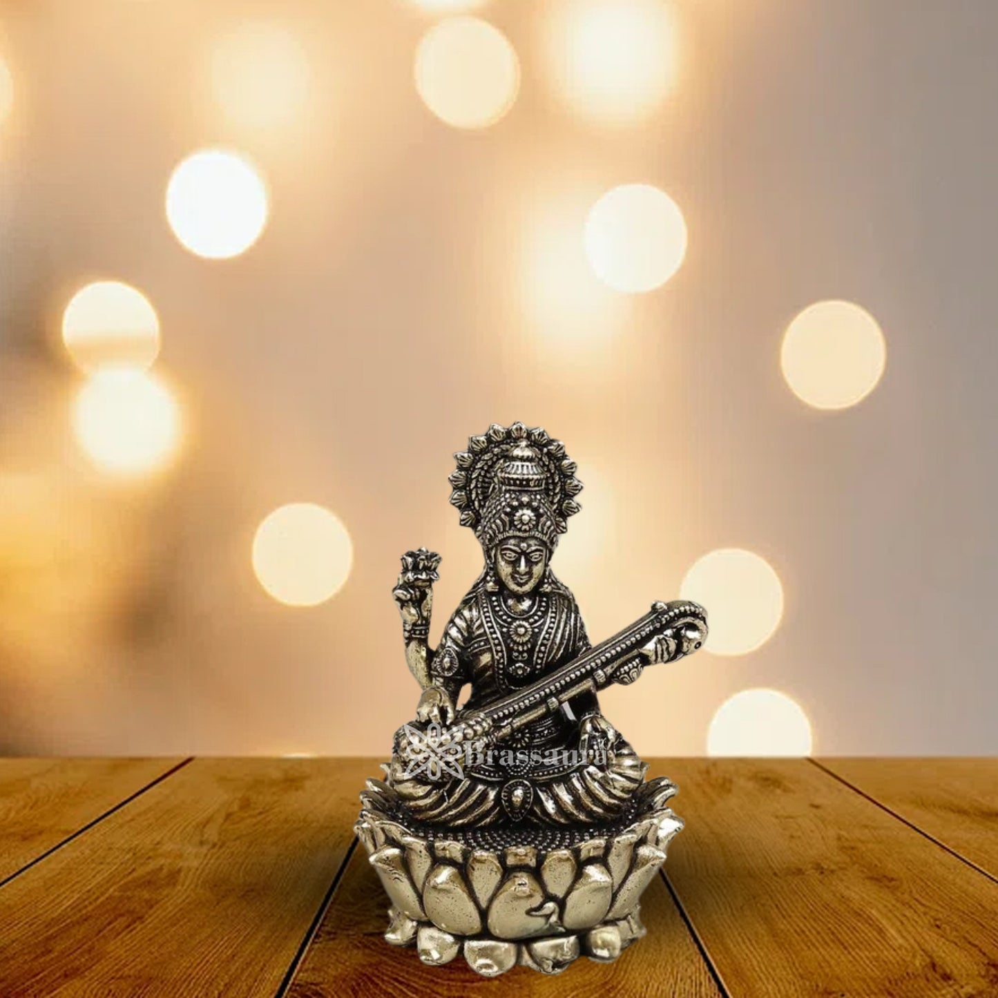 Brass Superfine Saraswati Statue Weight .164 Kg And Height 3.5 Inch