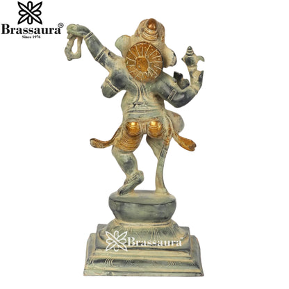 Brass Patina Dancing Ganesha Weight 5.5 Kg & Height 12 Inch