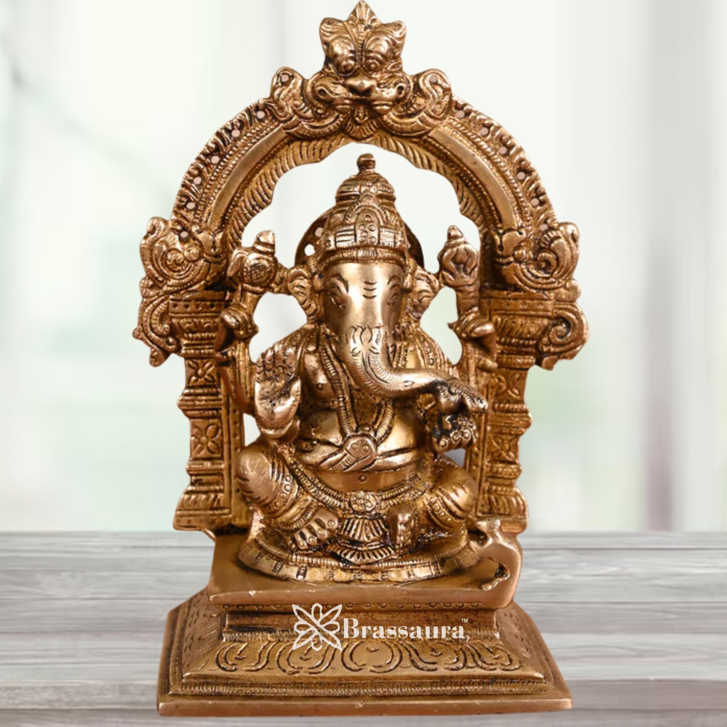 Brass Ring Ganesha Statue Weight 4 Kg & Height 8 Inch
