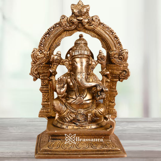 Brass Ring Ganesha Statue Weight 4 Kg & Height 8 Inch