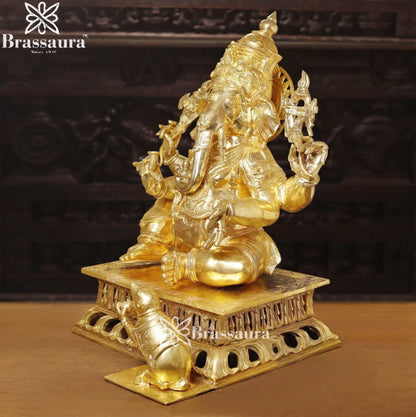 Brass Golden Big Ganesha Weight 111.2 Kg & Height 33 Inch