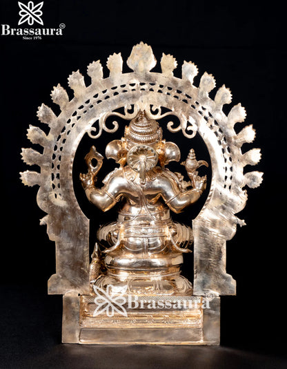 Bronze Ring Ganesha Statue Weight 22 Kg And Height 21 Inch
