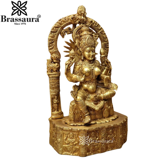 Brassaura™ Artistic Brass Laxmi Idol – Height Inches 19.7 & Weight 14.8 Kgs | Home & Puja Décor