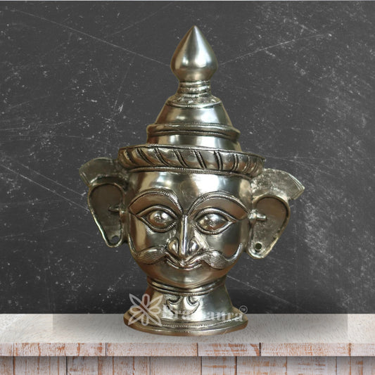 Brass Silver Shiva Mask Statue Weight 3.7 Kg And Height 12 Inch