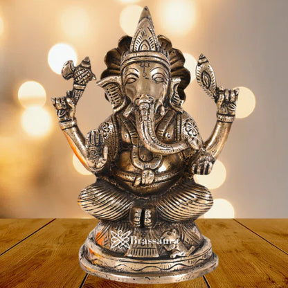 Brass Ganesha Statue Weight 1.23 Kg & Height 6 Inch