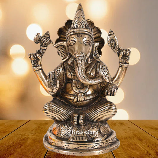 Brass Ganesha Statue Weight 1.23 Kg & Height 6 Inch