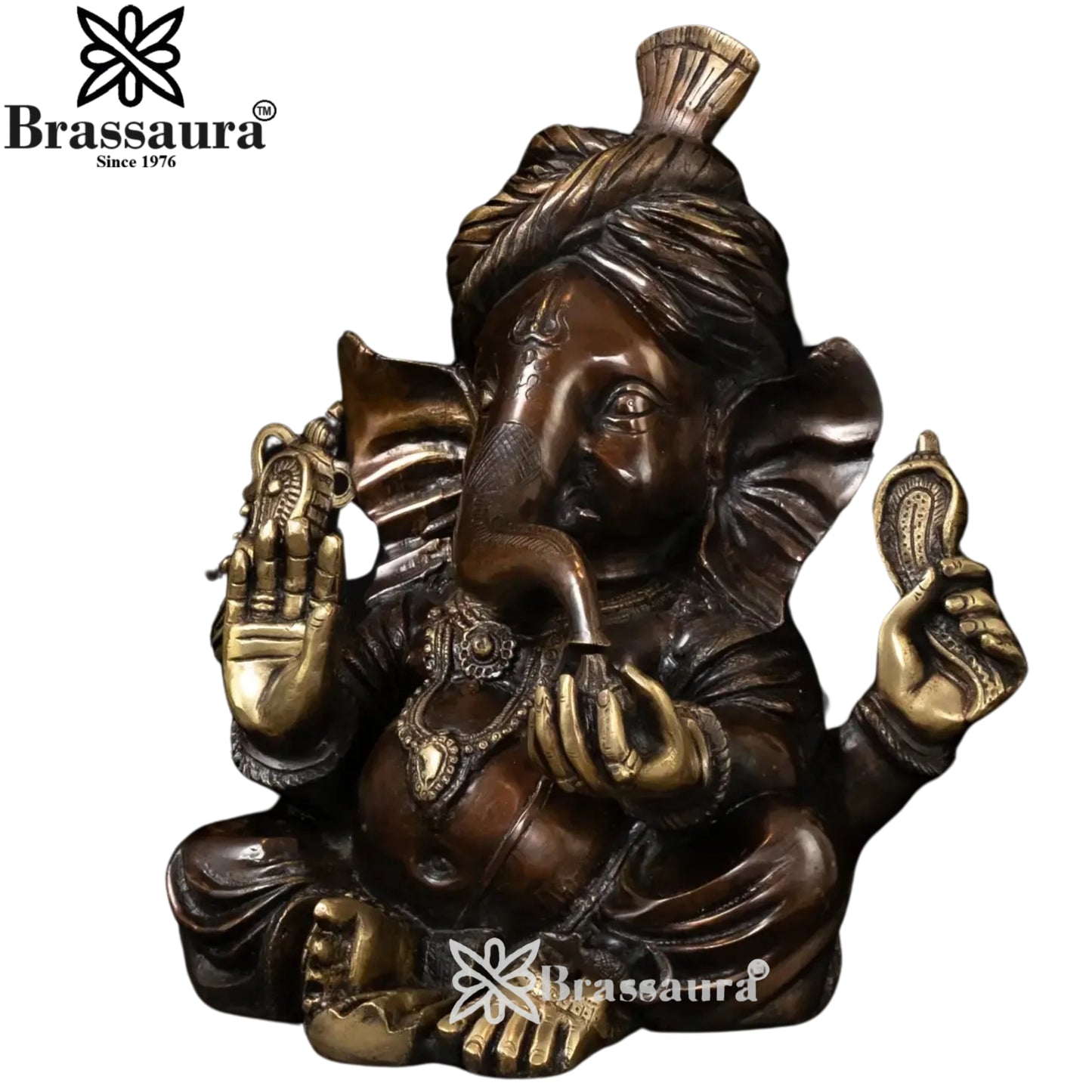 Brass Turban Ganesha Statue Weight 13.5 Kg And Height 13.5 Inch