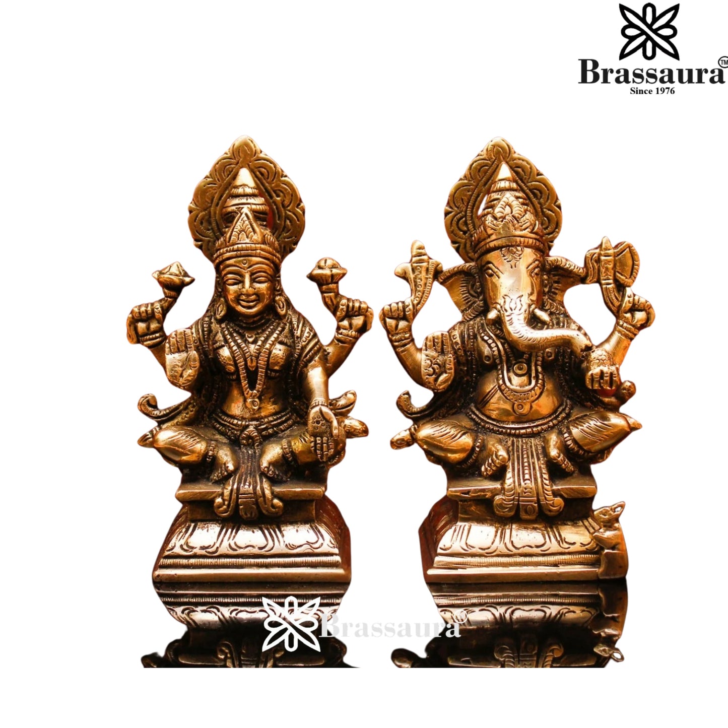 Brass Antique Lakshmi Ganesh Weight 2 Kg & Height 5.5 Inche