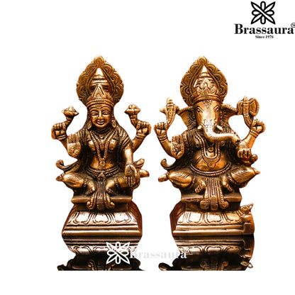 Brass Antique Lakshmi Ganesh Weight 2 Kg & Height 5.5 Inche