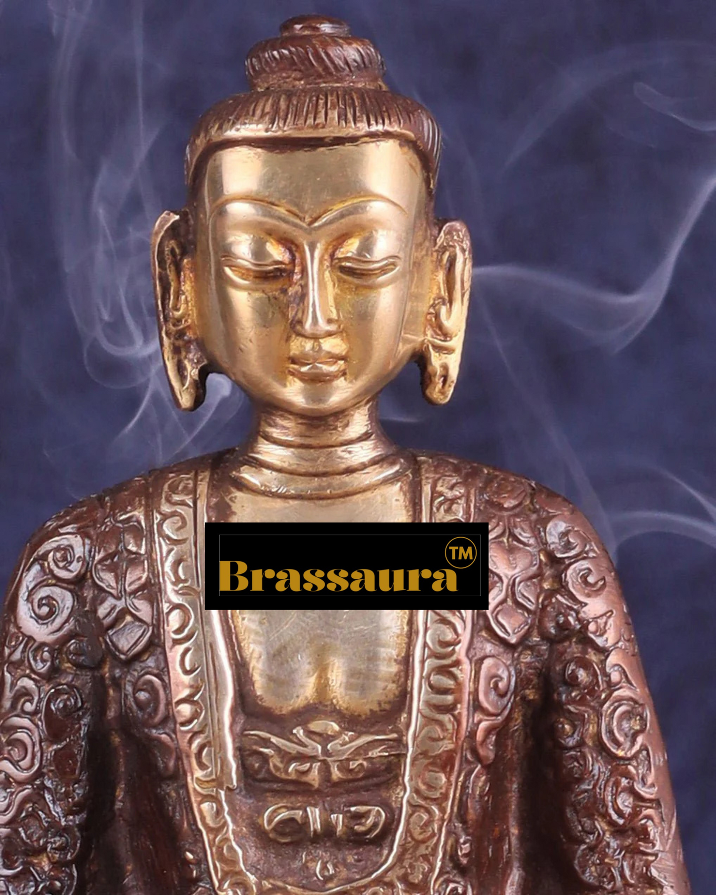Brassaura™ Pure Brass Buddha Statue – Height 7 Inches, Weight 1.4 Kgs